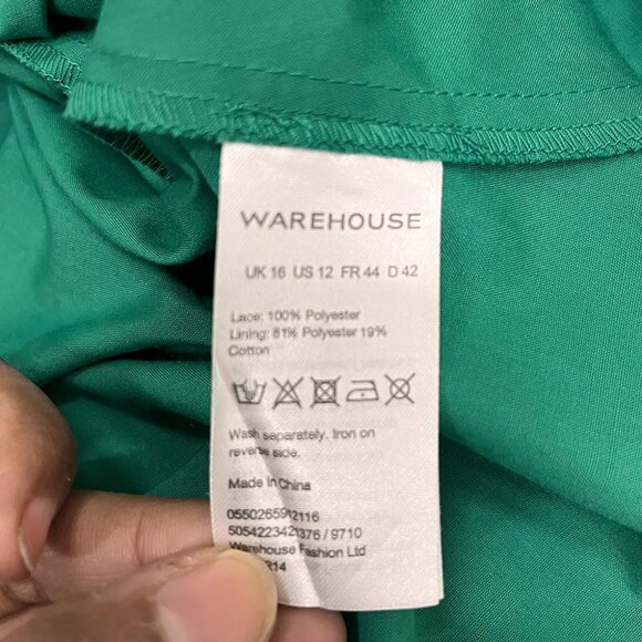 Teal Eyelet Lace Dress Warehouse Chic Day-to-Night Elegance - Picture 5 of 6